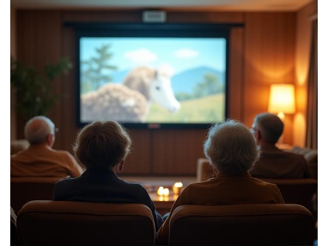 映画鑑賞を楽しむ居住者